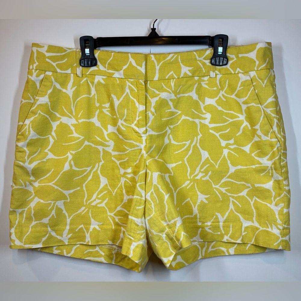 LOFT Riviera Shorts Yellow White Leaf Shorts Size 12